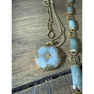 Jade Good Fortune Bracelet & Necklace By PJA 17” Necklace 7.25 Bracelet